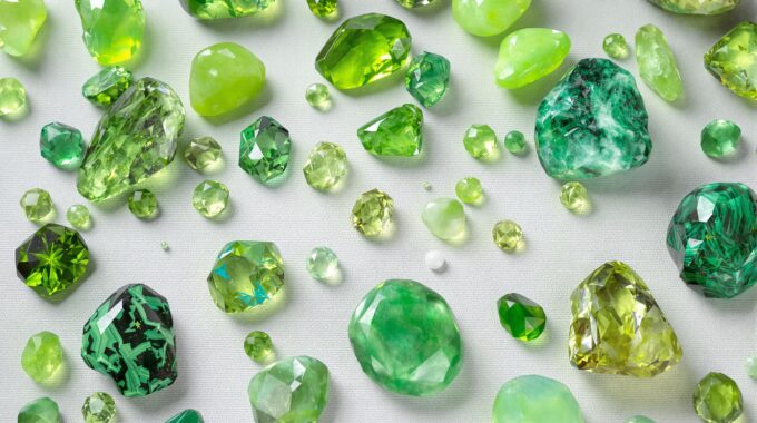 Collection de pierres précieuses vertes